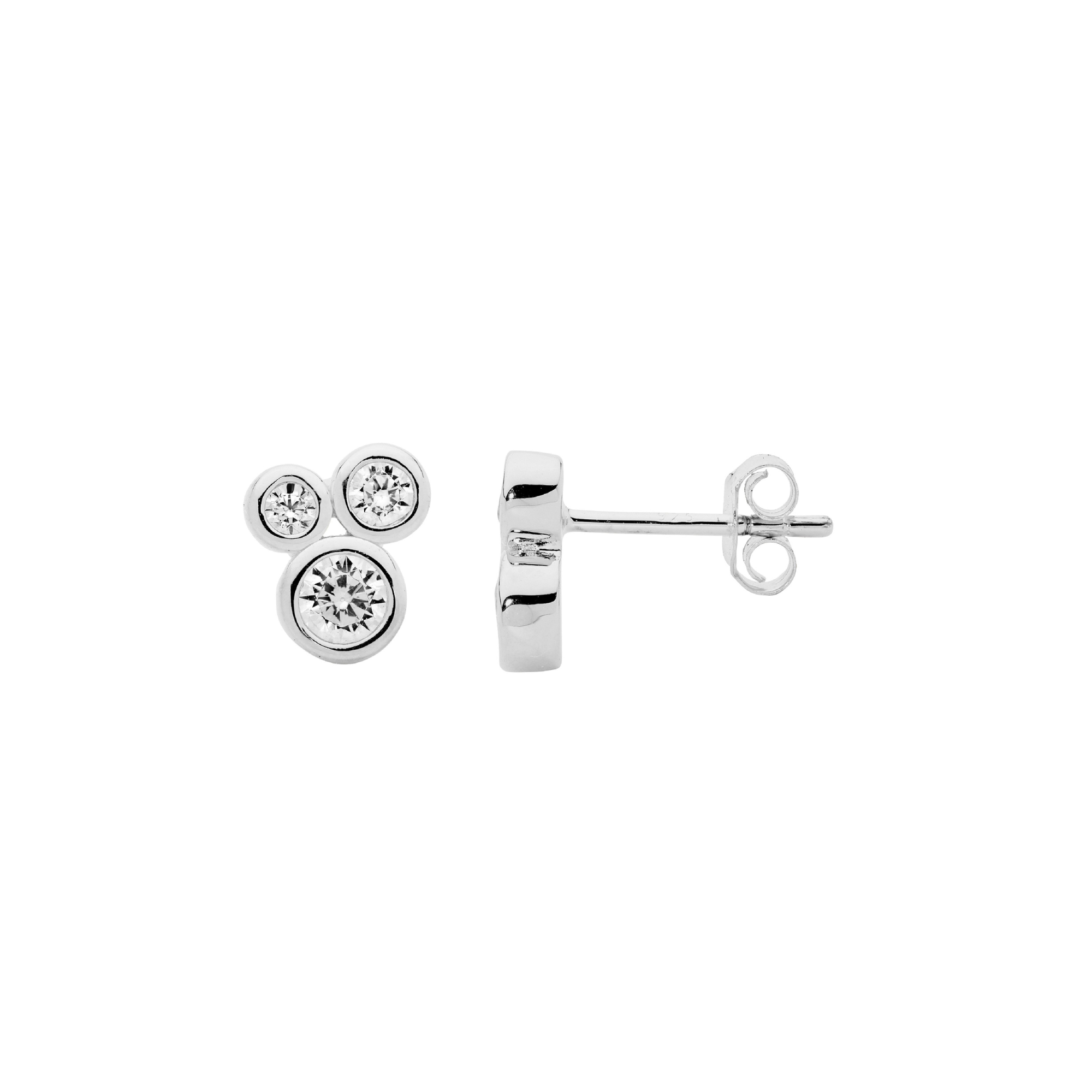 Sterling Silver Bezel Set White CZ Earrings