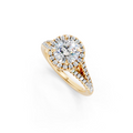9ct Yellow Gold Halo Ring set in Diamonds - Split Shank